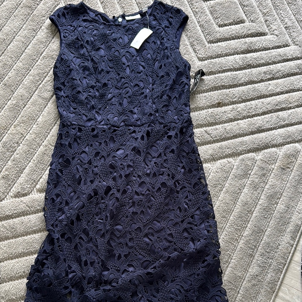 New York & Company Blue Sheath Midi Dress